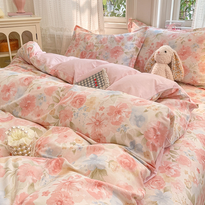 91家纺网 家纺一手货源 找家纺 世爵 2026春夏新款全棉纯棉印花小清新四件套 盛夏晚晴