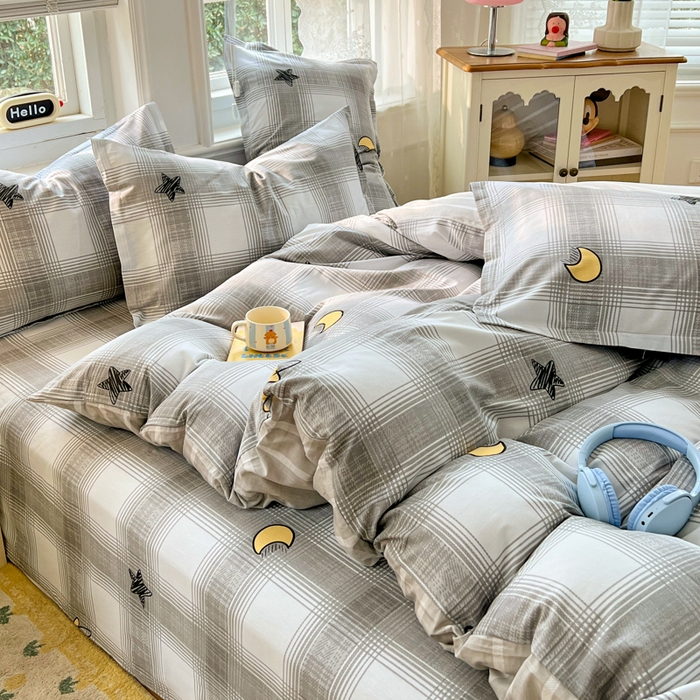 91家纺网 家纺一手货源 找家纺 世爵 2026春夏新款全棉纯棉印花小清新四件套 星空印记