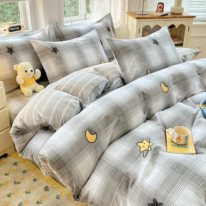 91家纺网 家纺一手货源 找家纺 世爵 2026春夏新款全棉纯棉印花小清新四件套 星空印记