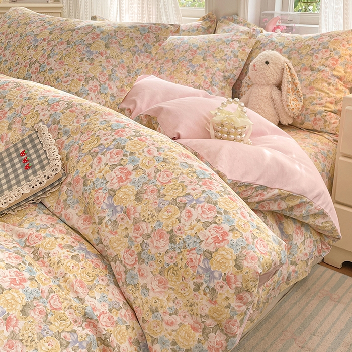 91家纺网 家纺一手货源 找家纺 世爵 2026春夏新款全棉纯棉印花小清新四件套 仙本娜