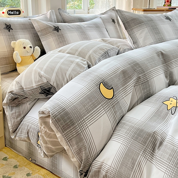 91家纺网 家纺一手货源 找家纺 世爵 2026春夏新款全棉纯棉印花小清新四件套 星空印记