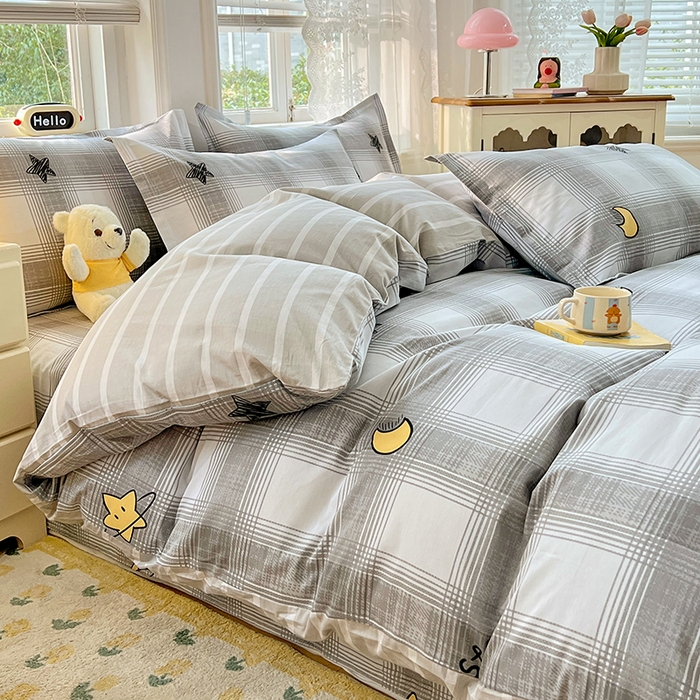 91家纺网 家纺一手货源 找家纺 世爵 2026春夏新款全棉纯棉印花小清新四件套 星空印记