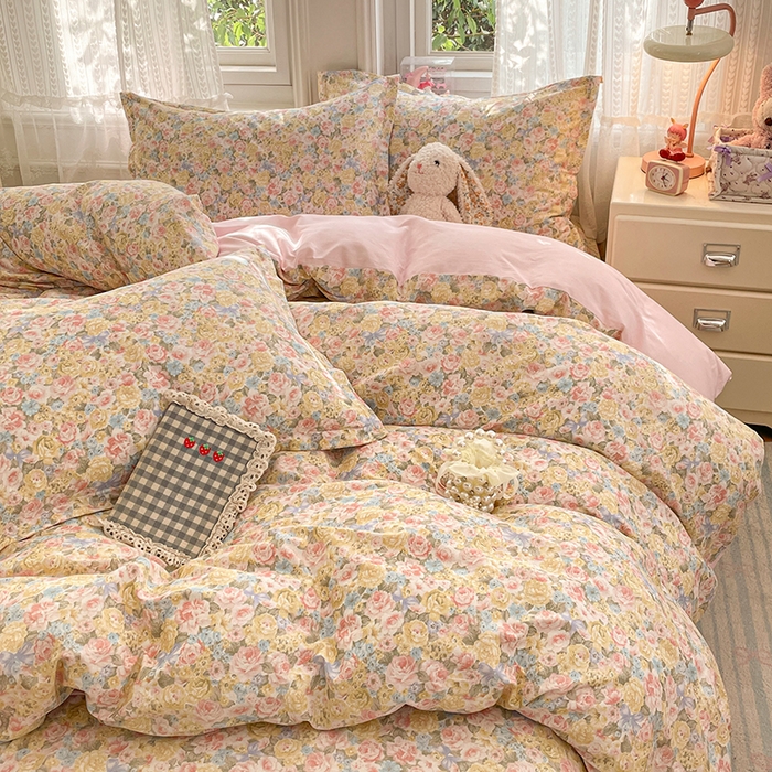 91家纺网 家纺一手货源 找家纺 世爵 2026春夏新款全棉纯棉印花小清新四件套 仙本娜