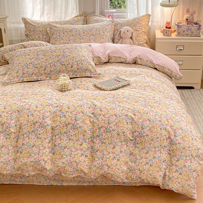 91家纺网 家纺一手货源 找家纺 世爵 2026春夏新款全棉纯棉印花小清新四件套 仙本娜