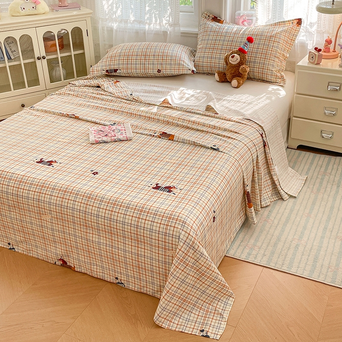 91家纺网 家纺一手货源 找家纺 世爵 2026春夏新款全棉纯棉印花小清新四件套 可爱萌宠