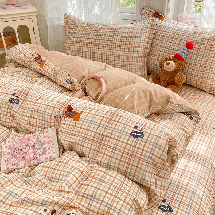 91家纺网 家纺一手货源 找家纺 世爵 2026春夏新款全棉纯棉印花小清新四件套 可爱萌宠