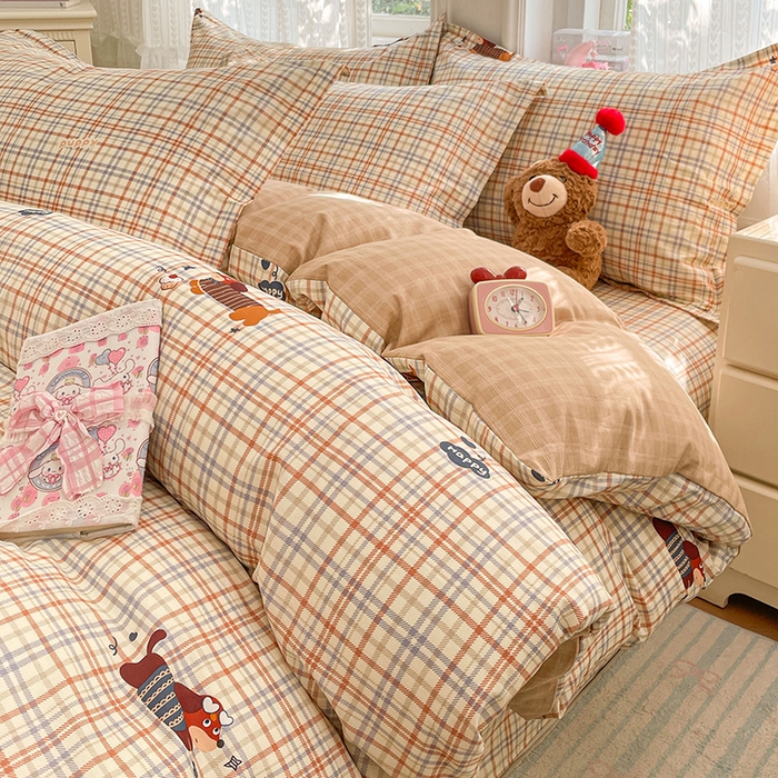 91家纺网 家纺一手货源 找家纺 世爵 2026春夏新款全棉纯棉印花小清新四件套 可爱萌宠