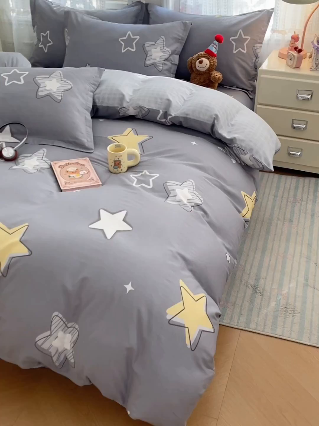 91家纺网 家纺一手货源 找家纺 世爵 2026春夏新款全棉纯棉印花小清新四件套 天空之城