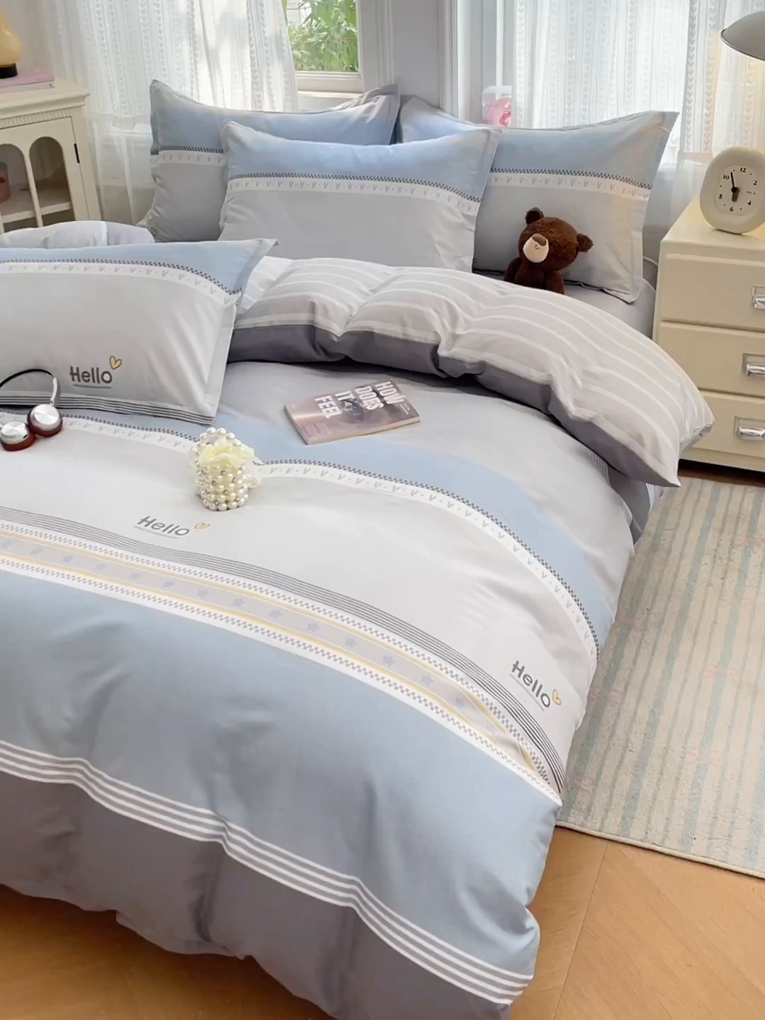 91家纺网 家纺一手货源 找家纺 世爵 2026春夏新款全棉纯棉印花小清新四件套 墨尔本