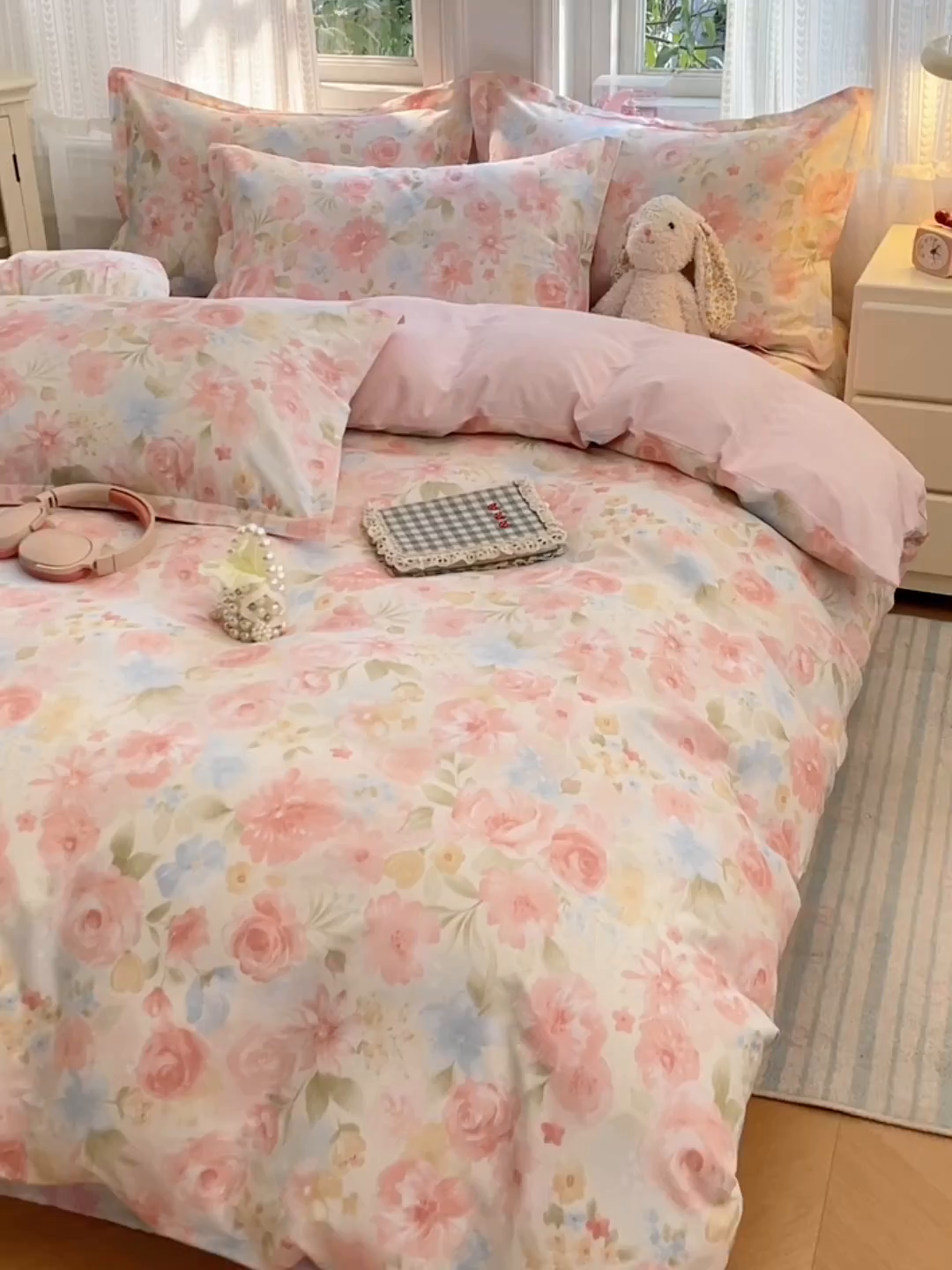 91家纺网 家纺一手货源 找家纺 世爵 2026春夏新款全棉纯棉印花小清新四件套 盛夏晚晴