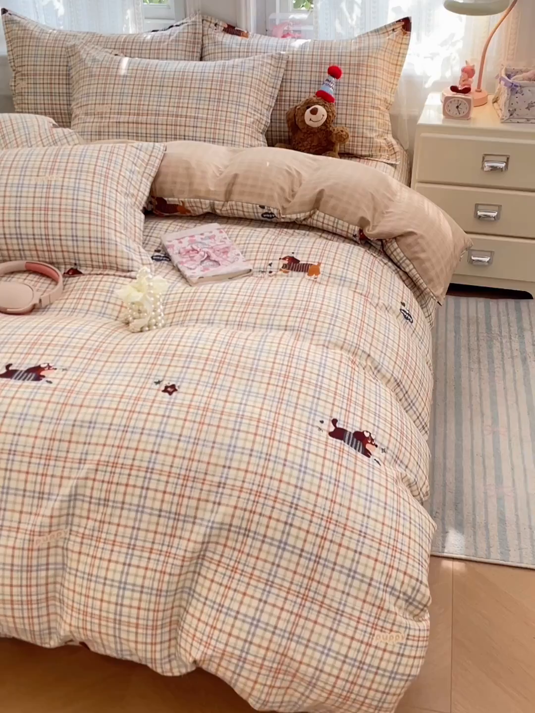 91家纺网 家纺一手货源 找家纺 世爵 2026春夏新款全棉纯棉印花小清新四件套 可爱萌宠