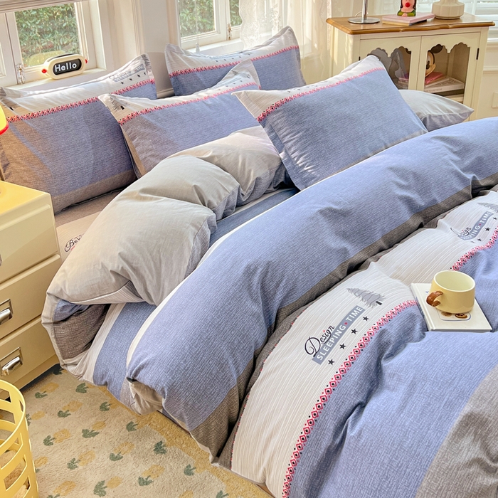 91家纺网 家纺一手货源 找家纺 世爵 2026春夏新款全棉纯棉印花小清新四件套 尤里卡