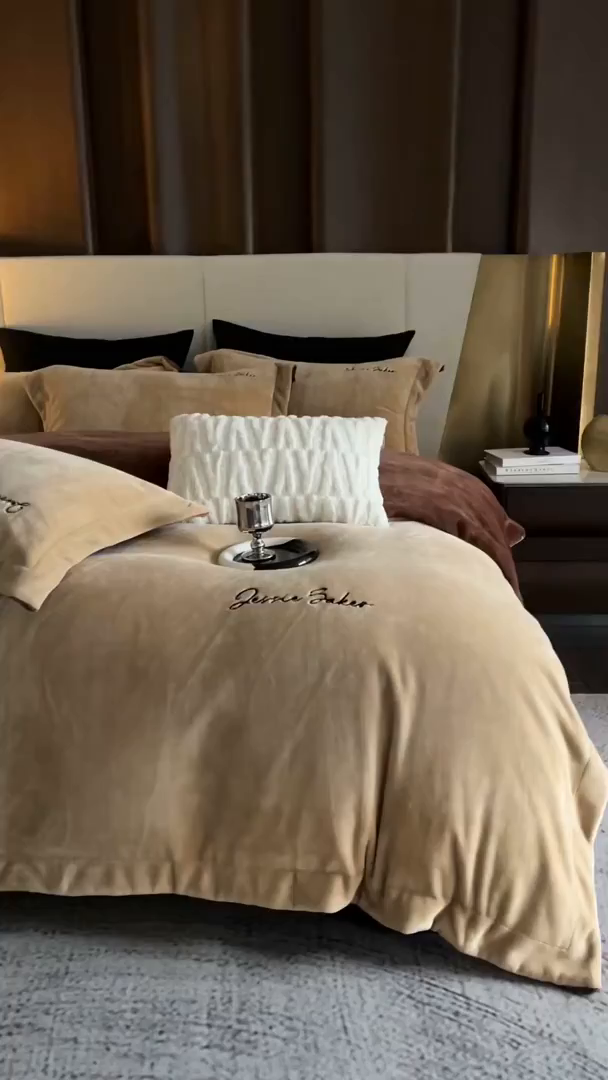 91家纺网 家纺一手货源 找家纺 时亿家居 2026新款恒温奶芙绒系列四件套-帛瑞 帛瑞-卡其