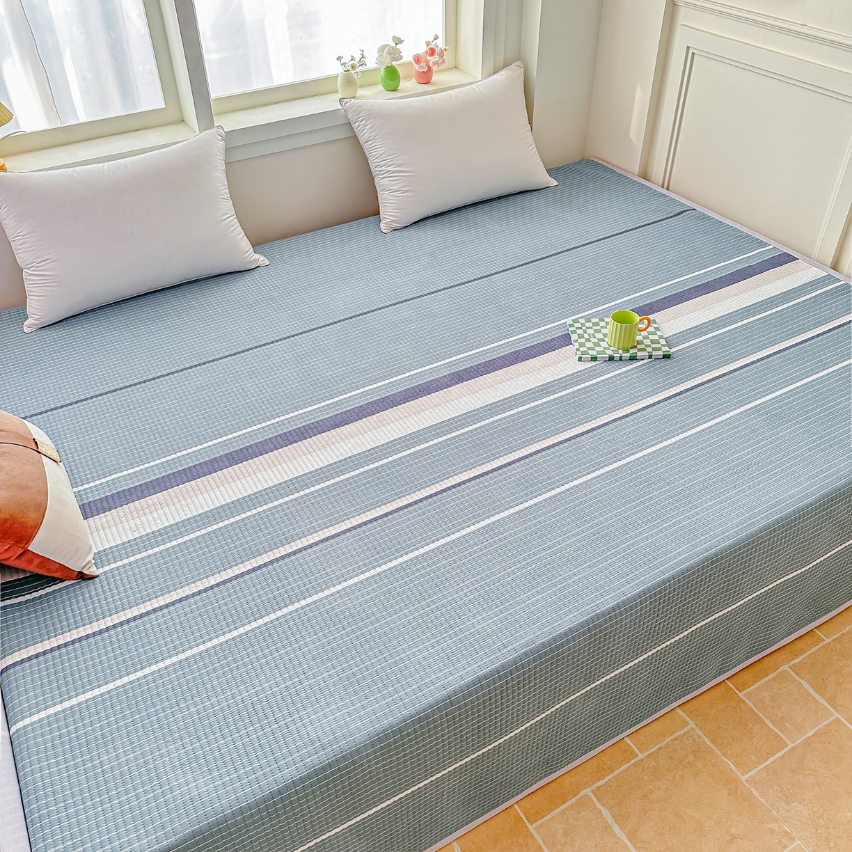 91家纺网 家纺一手货源 找家纺 （总）手艺人家纺 2026新款水洗棉夹棉榻榻米炕盖防滑炕垫，床盖，东北大炕火炕，四季可用