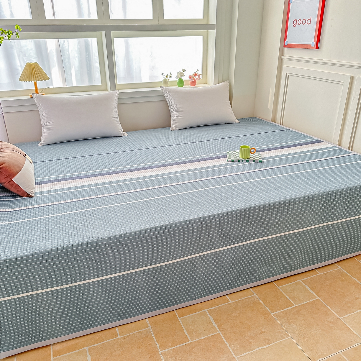 91家纺网 家纺一手货源 找家纺 （总）手艺人家纺 2026新款水洗棉夹棉榻榻米炕盖防滑炕垫，床盖，东北大炕火炕，四季可用