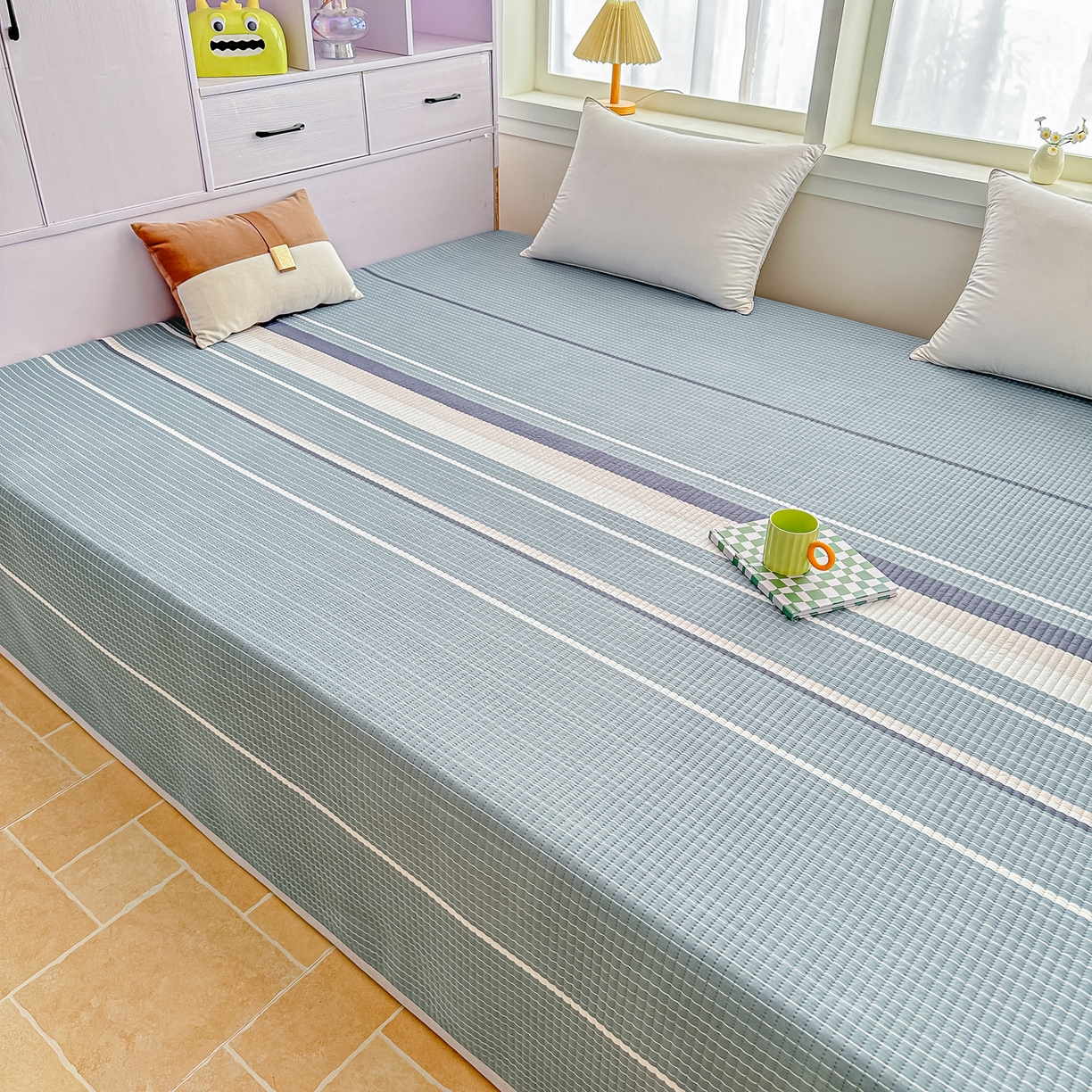 手艺人家纺 2026新款水洗棉夹棉榻榻米炕盖防滑炕垫，床盖，东北大炕火炕，四季可用 KH100