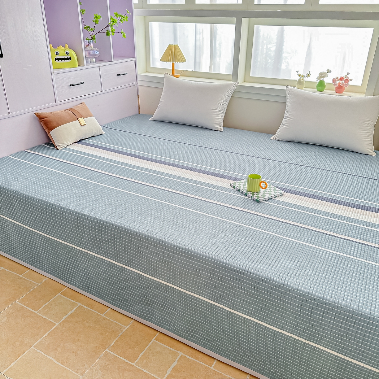 91家纺网 家纺一手货源 找家纺 手艺人家纺 2026新款水洗棉夹棉榻榻米炕盖防滑炕垫，床盖，东北大炕火炕，四季可用 KH100