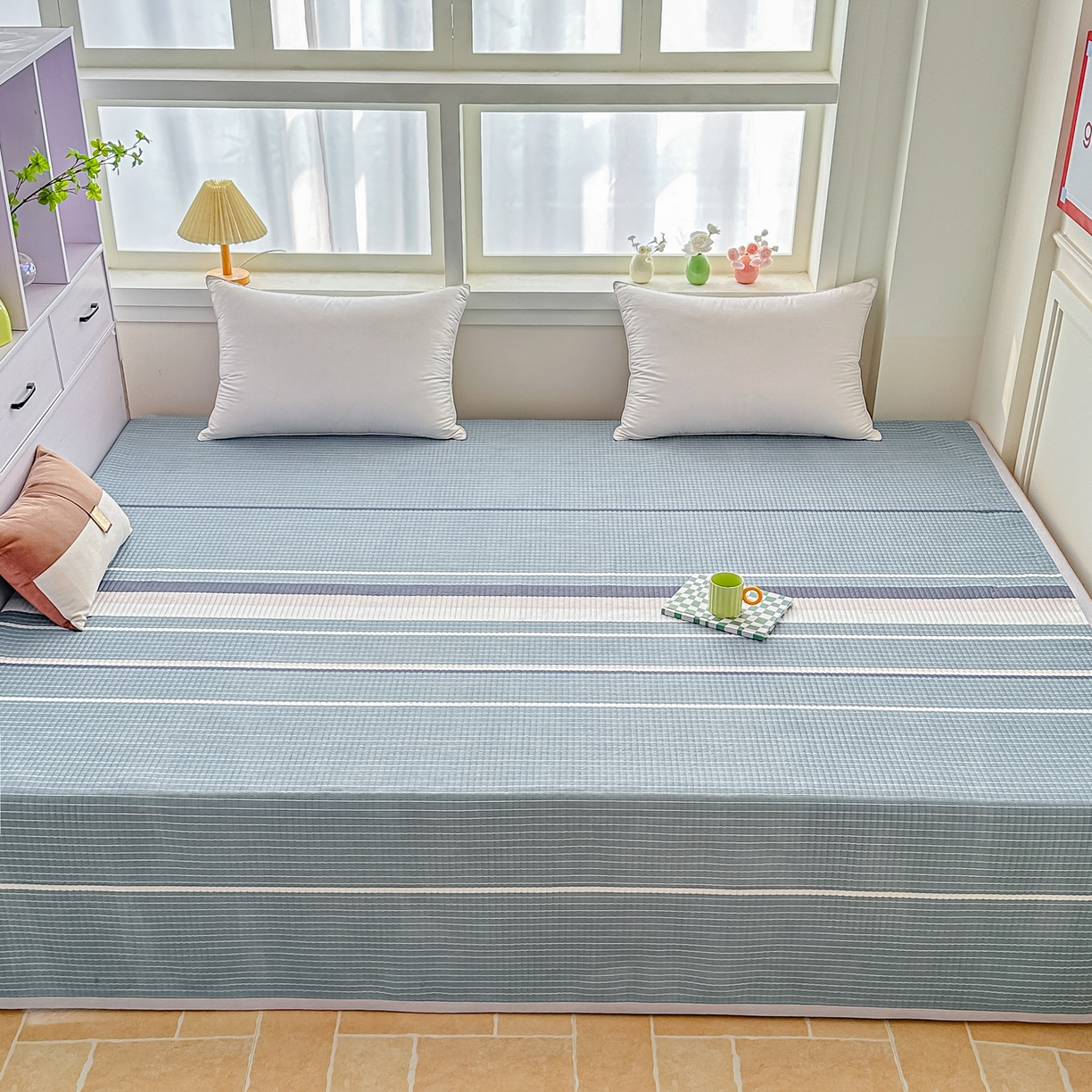 91家纺网 家纺一手货源 找家纺 手艺人家纺 2026新款水洗棉夹棉榻榻米炕盖防滑炕垫，床盖，东北大炕火炕，四季可用 KH100