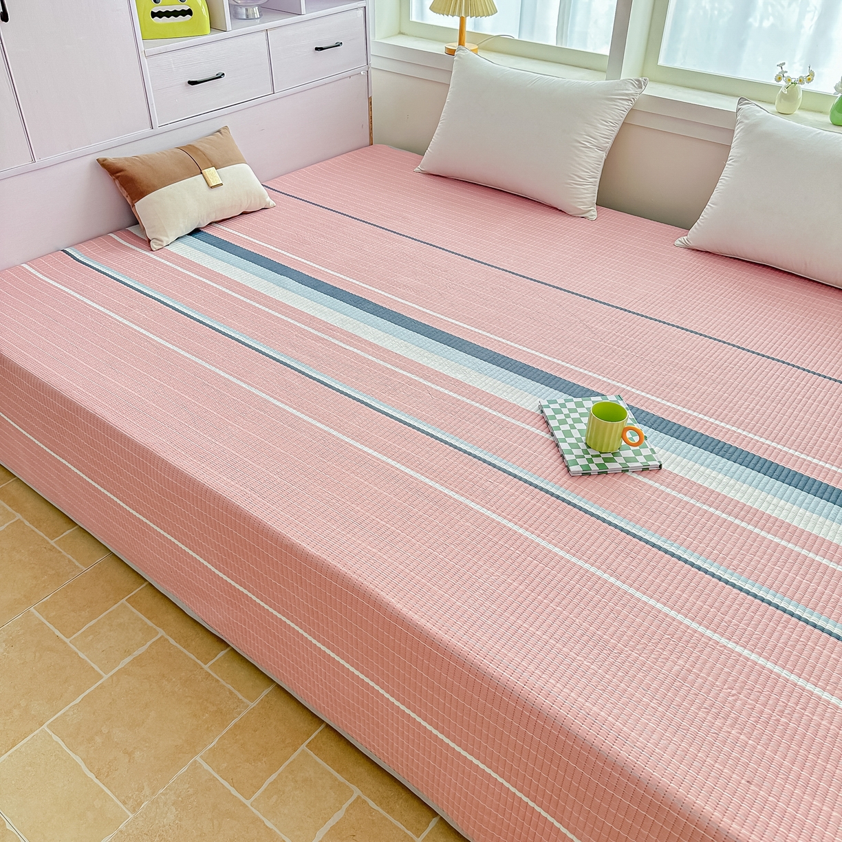 手艺人家纺 2026新款水洗棉夹棉榻榻米炕盖防滑炕垫，床盖，东北大炕火炕，四季可用 KH101