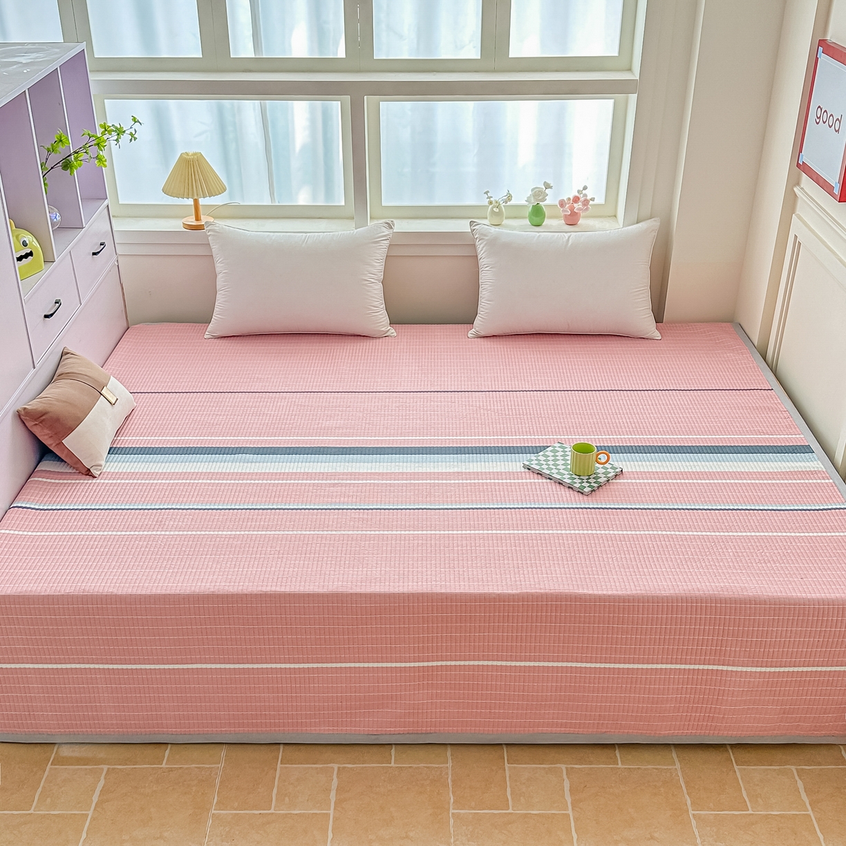 91家纺网 家纺一手货源 找家纺 手艺人家纺 2026新款水洗棉夹棉榻榻米炕盖防滑炕垫，床盖，东北大炕火炕，四季可用 KH101