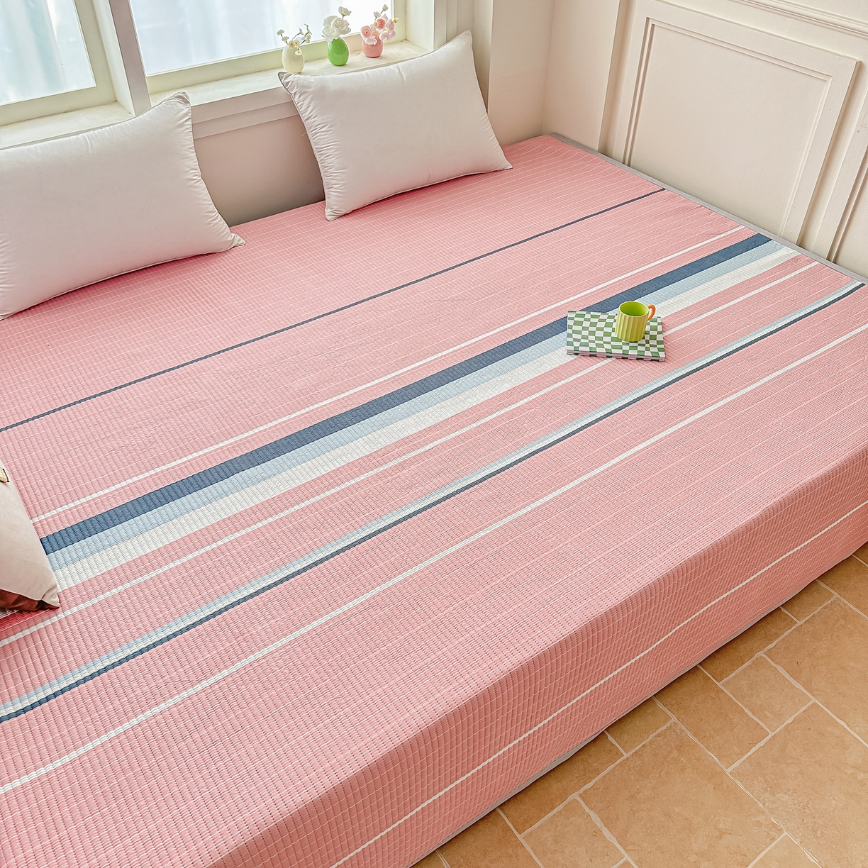 91家纺网 家纺一手货源 找家纺 手艺人家纺 2026新款水洗棉夹棉榻榻米炕盖防滑炕垫，床盖，东北大炕火炕，四季可用 KH101