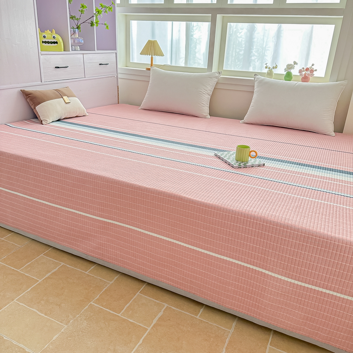 91家纺网 家纺一手货源 找家纺 手艺人家纺 2026新款水洗棉夹棉榻榻米炕盖防滑炕垫，床盖，东北大炕火炕，四季可用 KH101