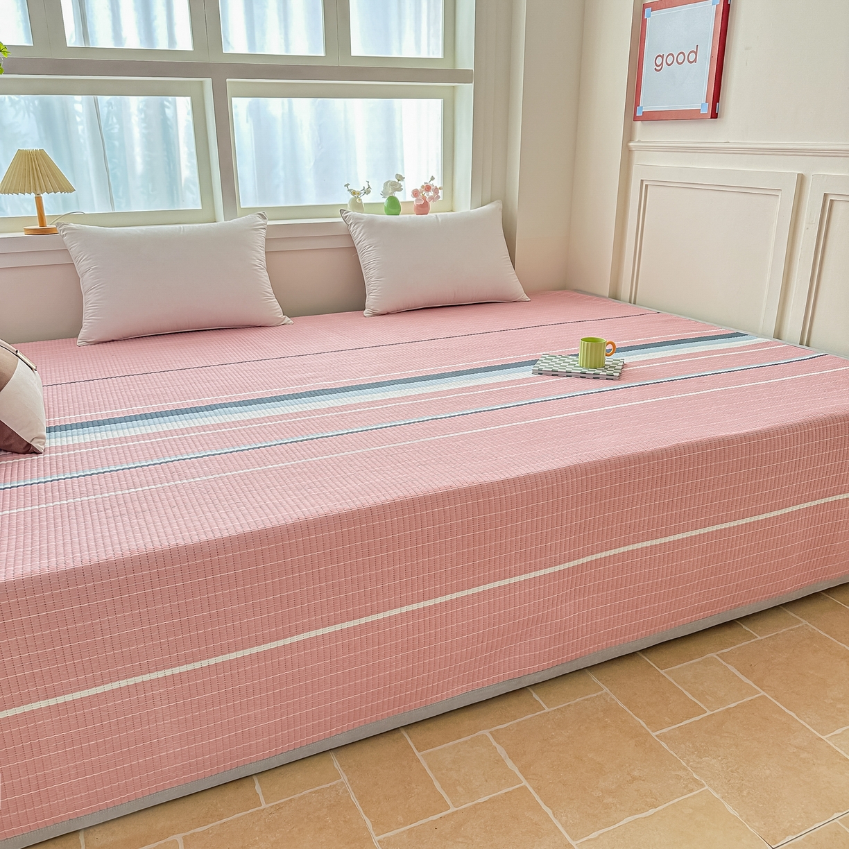 91家纺网 家纺一手货源 找家纺 手艺人家纺 2026新款水洗棉夹棉榻榻米炕盖防滑炕垫，床盖，东北大炕火炕，四季可用 KH101