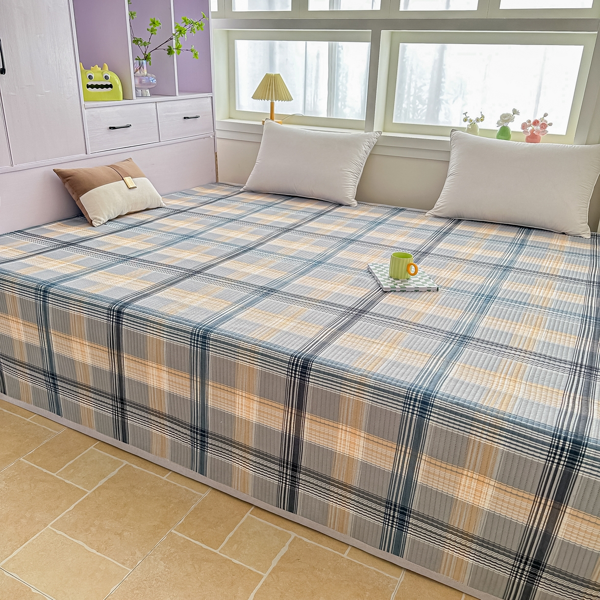 91家纺网 家纺一手货源 找家纺 手艺人家纺 2026新款水洗棉夹棉榻榻米炕盖防滑炕垫，床盖，东北大炕火炕，四季可用 KH102