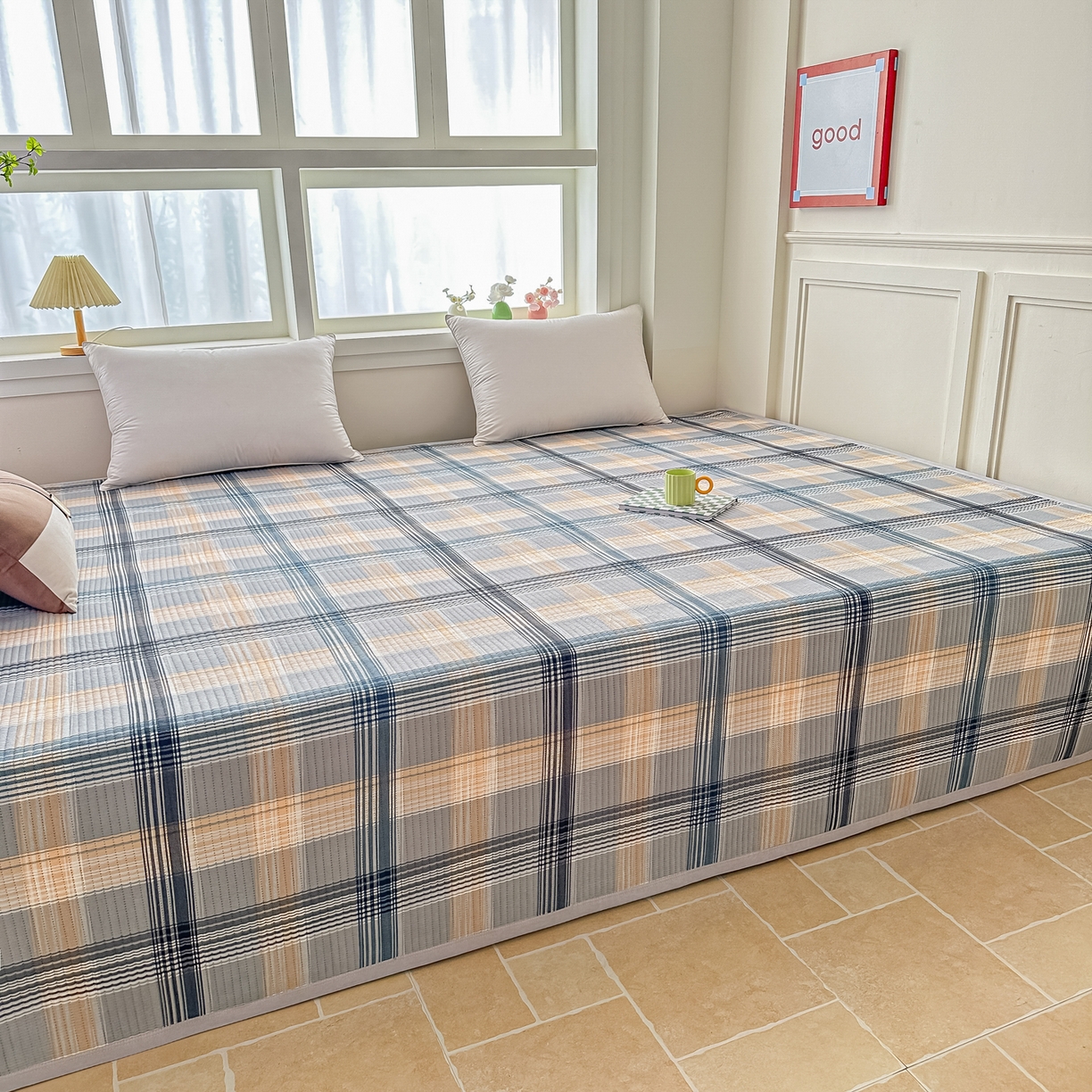 91家纺网 家纺一手货源 找家纺 手艺人家纺 2026新款水洗棉夹棉榻榻米炕盖防滑炕垫，床盖，东北大炕火炕，四季可用 KH102