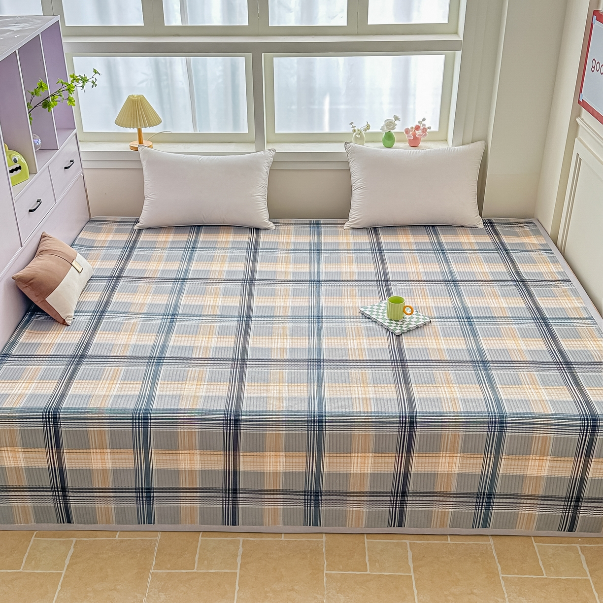 91家纺网 家纺一手货源 找家纺 手艺人家纺 2026新款水洗棉夹棉榻榻米炕盖防滑炕垫，床盖，东北大炕火炕，四季可用 KH102