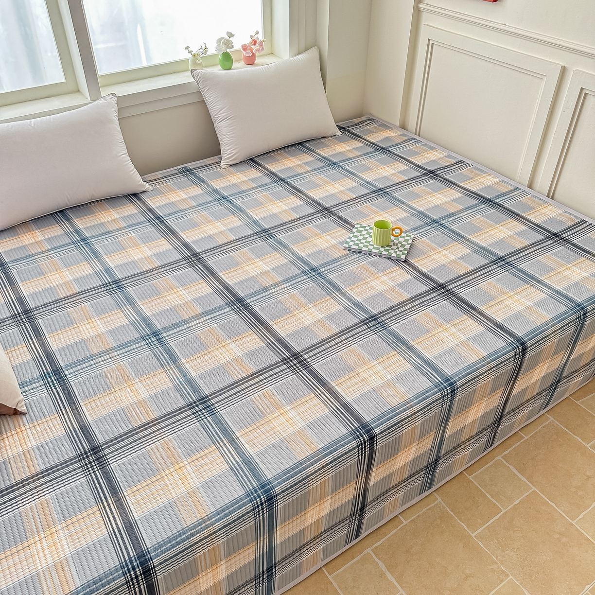 91家纺网 家纺一手货源 找家纺 手艺人家纺 2026新款水洗棉夹棉榻榻米炕盖防滑炕垫，床盖，东北大炕火炕，四季可用 KH102