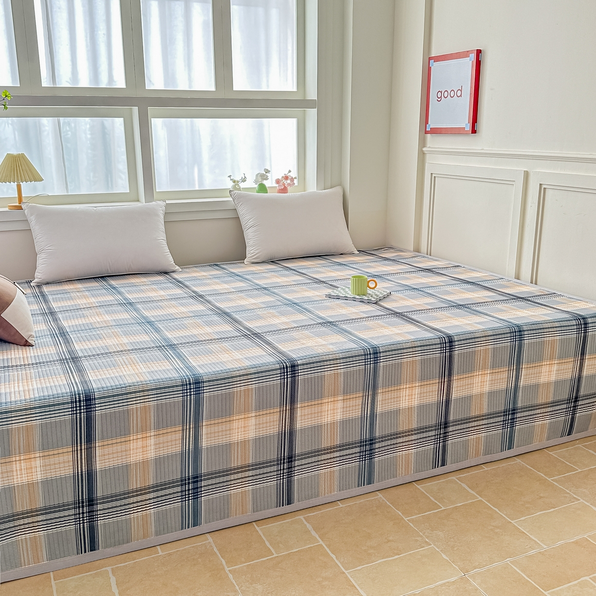 91家纺网 家纺一手货源 找家纺 手艺人家纺 2026新款水洗棉夹棉榻榻米炕盖防滑炕垫，床盖，东北大炕火炕，四季可用 KH102