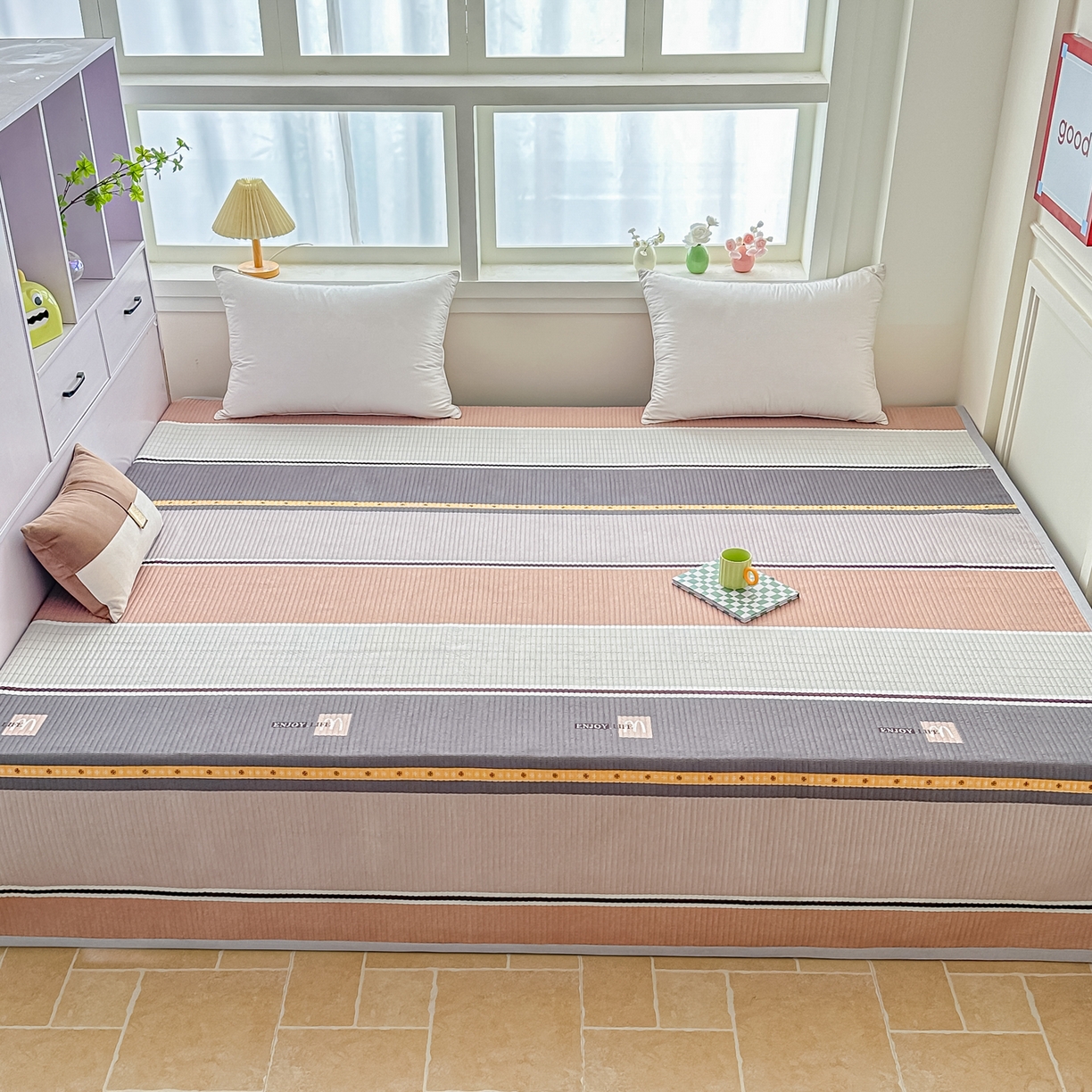 91家纺网 家纺一手货源 找家纺 手艺人家纺 2026新款水洗棉夹棉榻榻米炕盖防滑炕垫，床盖，东北大炕火炕，四季可用 KH103