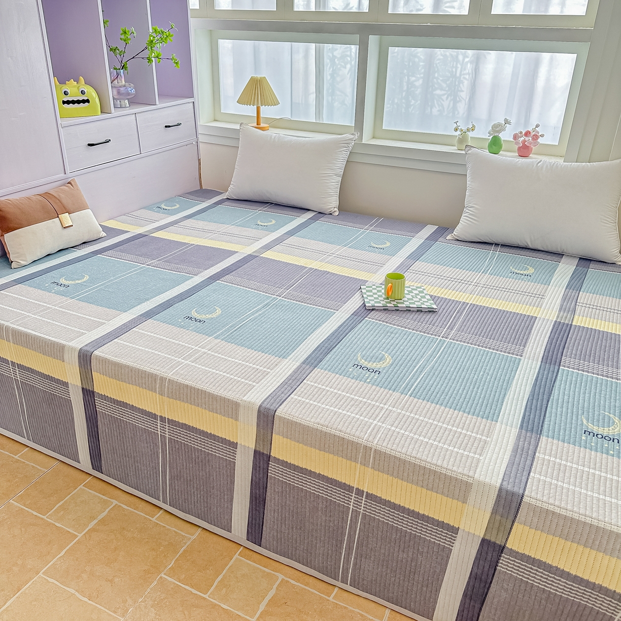 91家纺网 家纺一手货源 找家纺 手艺人家纺 2026新款水洗棉夹棉榻榻米炕盖防滑炕垫，床盖，东北大炕火炕，四季可用 KH105