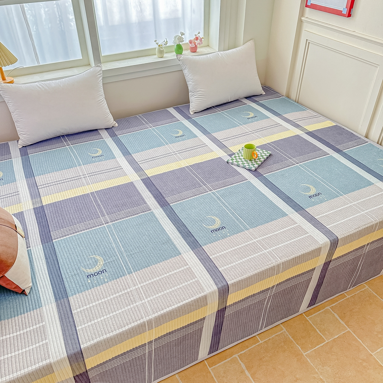 91家纺网 家纺一手货源 找家纺 手艺人家纺 2026新款水洗棉夹棉榻榻米炕盖防滑炕垫，床盖，东北大炕火炕，四季可用 KH105