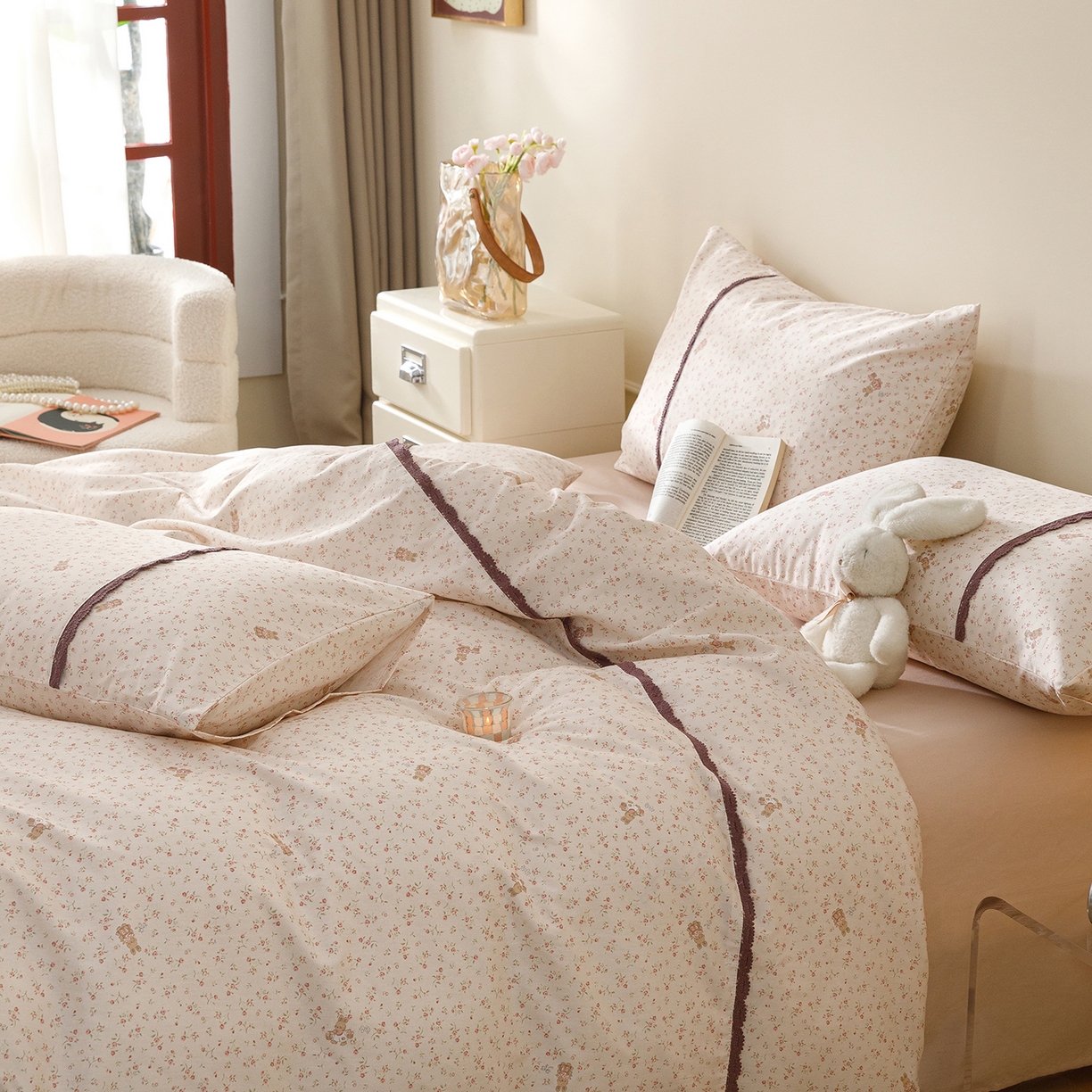 91家纺网 家纺一手货源 找家纺 （总）简宜家居（朝初家纺） 2026新款13070全棉纯棉40支斜纹蕾丝四件套