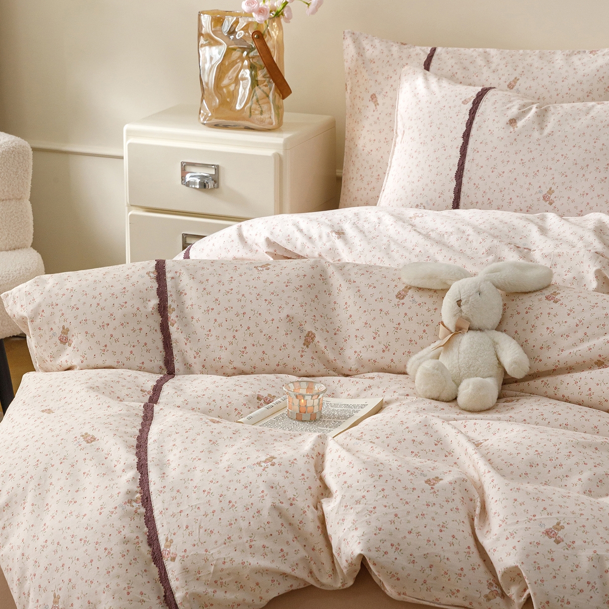 91家纺网 家纺一手货源 找家纺 （总）简宜家居（朝初家纺） 2026新款13070全棉纯棉40支斜纹蕾丝四件套