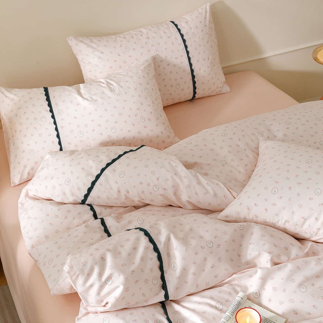 91家纺网 家纺一手货源 找家纺 （总）简宜家居（朝初家纺） 2026新款13070全棉纯棉40支斜纹蕾丝四件套