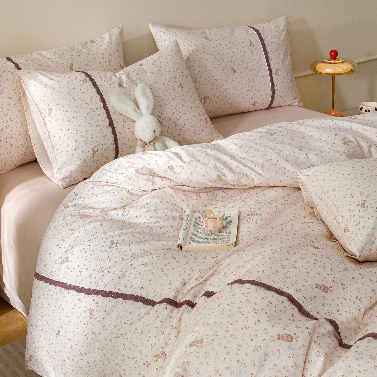 91家纺网 家纺一手货源 找家纺 （总）简宜家居（朝初家纺） 2026新款13070全棉纯棉40支斜纹蕾丝四件套