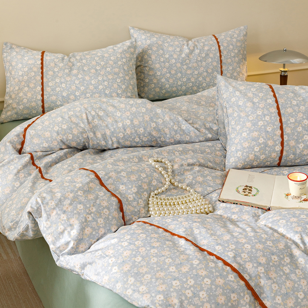 91家纺网 家纺一手货源 找家纺 （总）简宜家居（朝初家纺） 2026新款13070全棉纯棉40支斜纹蕾丝四件套