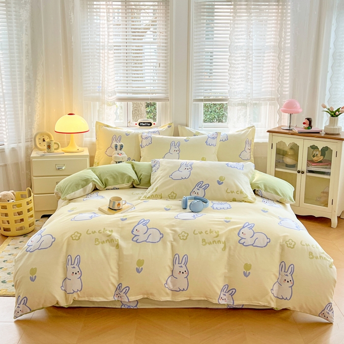 91家纺网 家纺一手货源 找家纺 世爵 2026新款全棉纯棉印花小清新单被套单品系列 吉祥兔