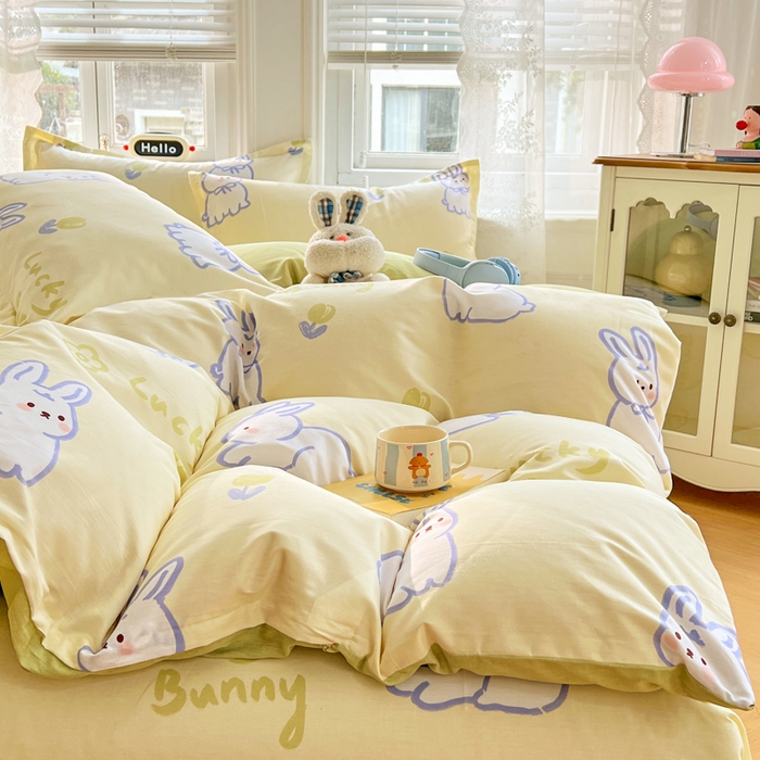 91家纺网 家纺一手货源 找家纺 世爵 2026新款全棉纯棉印花小清新单被套单品系列 吉祥兔