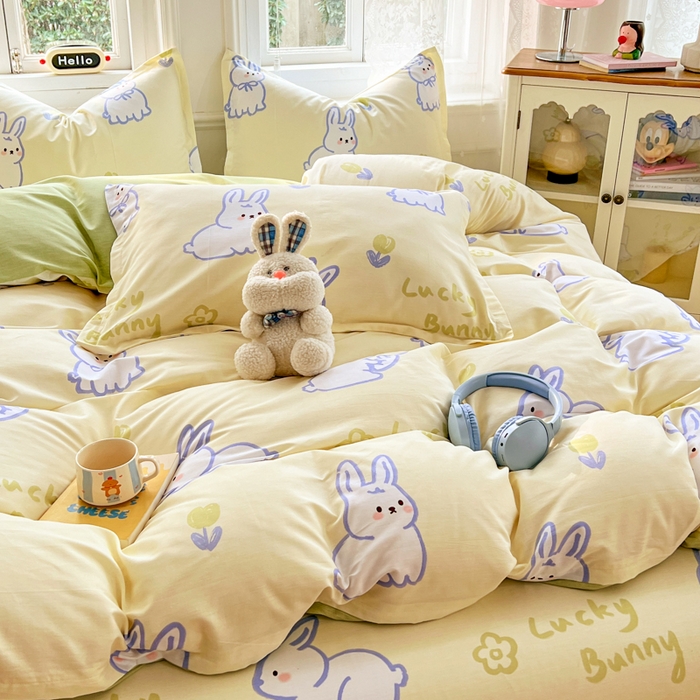 91家纺网 家纺一手货源 找家纺 世爵 2026新款全棉纯棉印花小清新单被套单品系列 吉祥兔