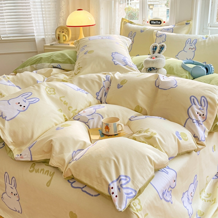 91家纺网 家纺一手货源 找家纺 世爵 2026新款全棉纯棉印花小清新单被套单品系列 吉祥兔