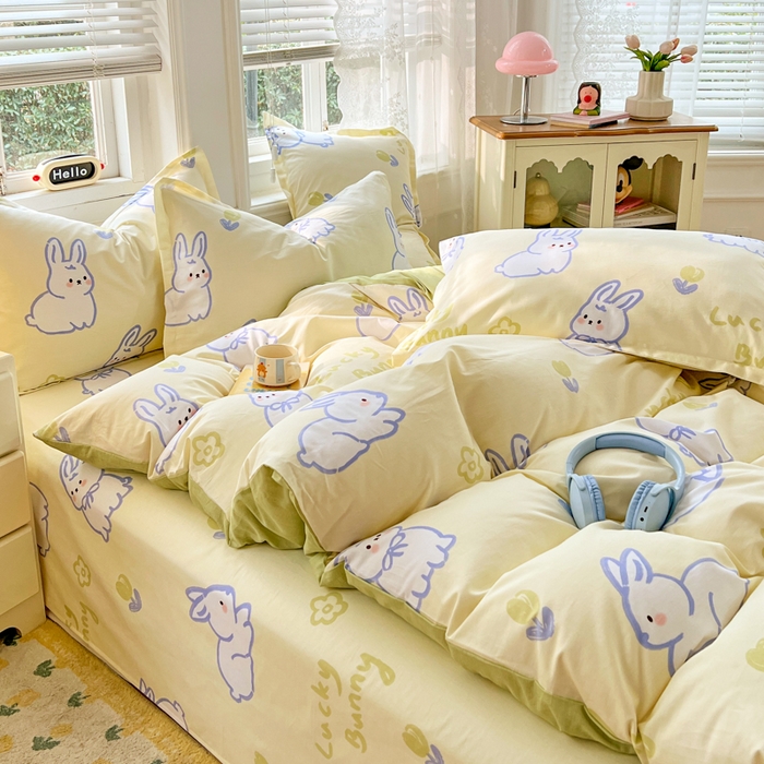 91家纺网 家纺一手货源 找家纺 世爵 2026新款全棉纯棉印花小清新单被套单品系列 吉祥兔