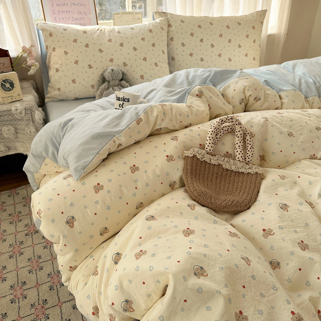 91家纺网 家纺一手货源 找家纺 （总）沐芷 2026 【提供买家秀】古法水洗仿棉A类四件套床上用品三件套被套被罩床笠款---第二波