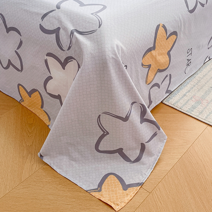 91家纺网 家纺一手货源 找家纺 世爵 2026新款全棉纯棉印花小清新单被套单品系列 梦里星光-灰