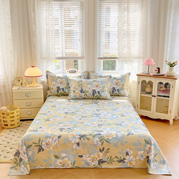 91家纺网 家纺一手货源 找家纺 世爵 2026新款全棉纯棉印花小清新单被套单品系列 木棉花-绿