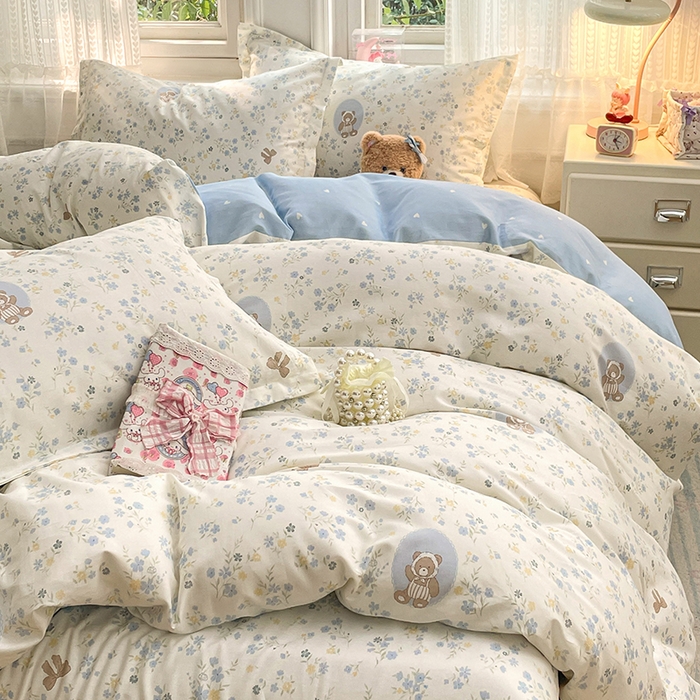 91家纺网 家纺一手货源 找家纺 世爵 2026新款全棉纯棉印花小清新单被套单品系列 秘境熊宝