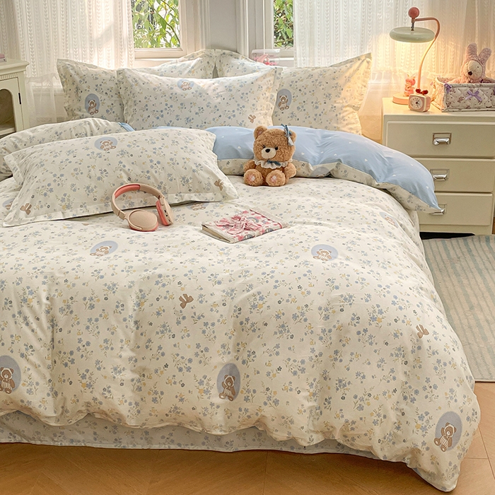 91家纺网 家纺一手货源 找家纺 世爵 2026新款全棉纯棉印花小清新单被套单品系列 秘境熊宝